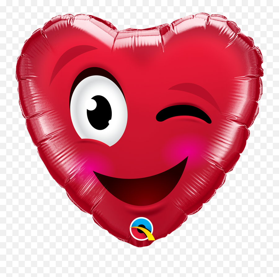 Foil Heart Valentineu0027s Day Winking Red Balloon Qualatex - Happy Birthday Emoji,Balloon Emoji