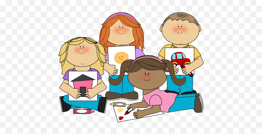 School Kids Coloring Clip Art - School Kids Coloring Image Children Doing Crafts Clipart Emoji,Pictures Of Children Showing Emotion