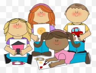 School Kids Coloring Clip Art - School Kids Coloring Image Children Doing Crafts Clipart Emoji,Pictures Of Children Showing Emotion