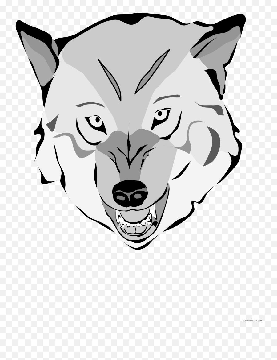 Wolf Face Animal Free Black White Clipart Images - Wolf Scary Face In Drawing Emoji,Howling Wolf Emoji