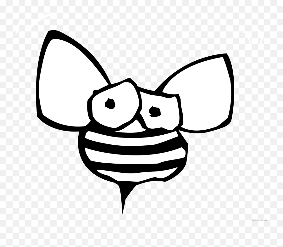 Bee Black And White Bee 1 Black White Line Art 1969px Png - Bee Clip Art Emoji,Alf Emoji