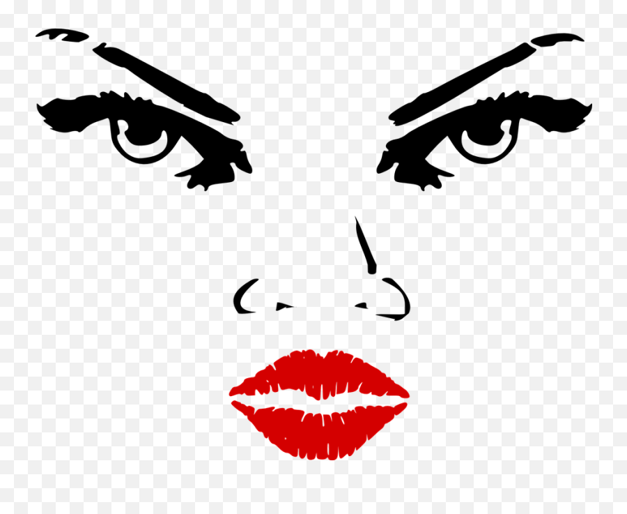 Features Facial Woman Lips Eyes Nose Red - Womanu0027s Face Lips Clip Art Emoji,Woman Lipstick Dress Emoji