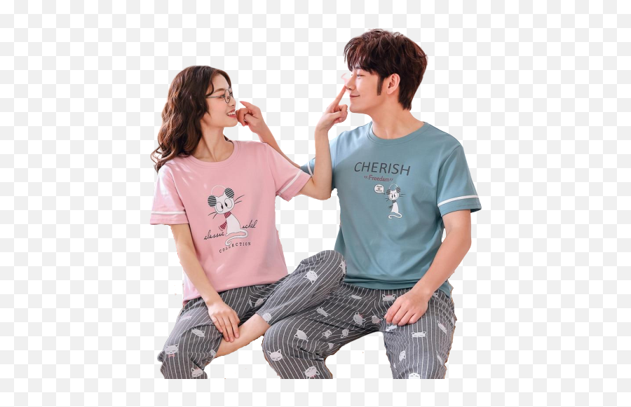 Pyjama Couple Humour - Pyjama Couple Drole Emoji,Emoji Pyjamas