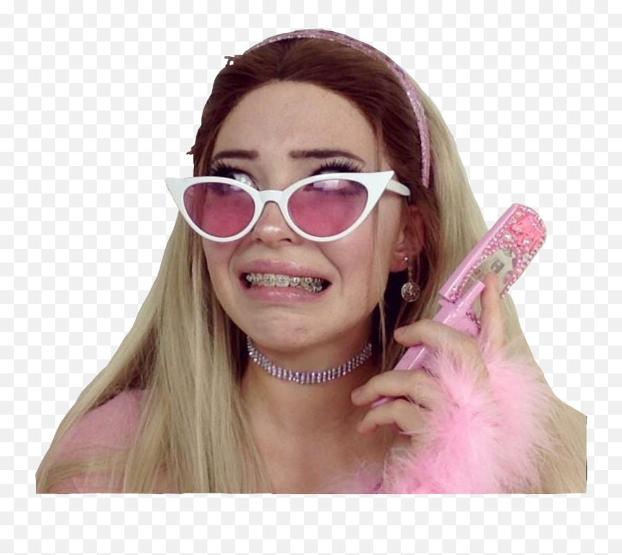 90s 2000s Aesthetic 2000sbaby 90sbaby - Belle Delphine In Pink Emoji,Sunglasses Emoji With Braces