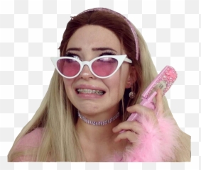 90s 2000s Aesthetic 2000sbaby 90sbaby - Belle Delphine In Pink Emoji,Sunglasses Emoji With Braces