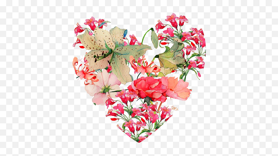 Bitches - Floral Love Heart Watercolour Emoji,Overlays Transparent Tumblr Emoji