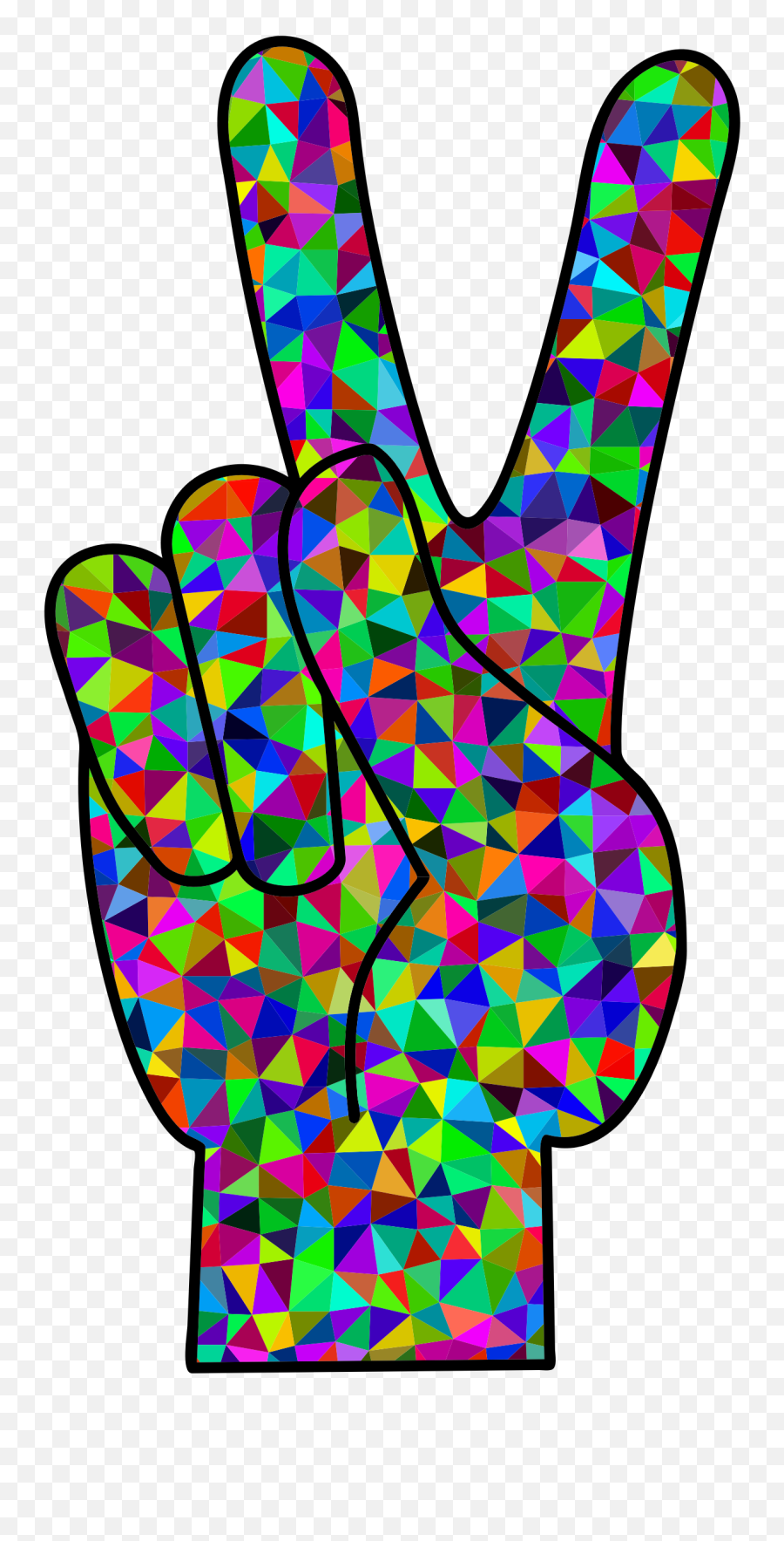 Prismatic Low Poly Peace - Peace Sign Hand Colourful Clipart Colored Peace Signs Hand Emoji,:v Sign Emoji