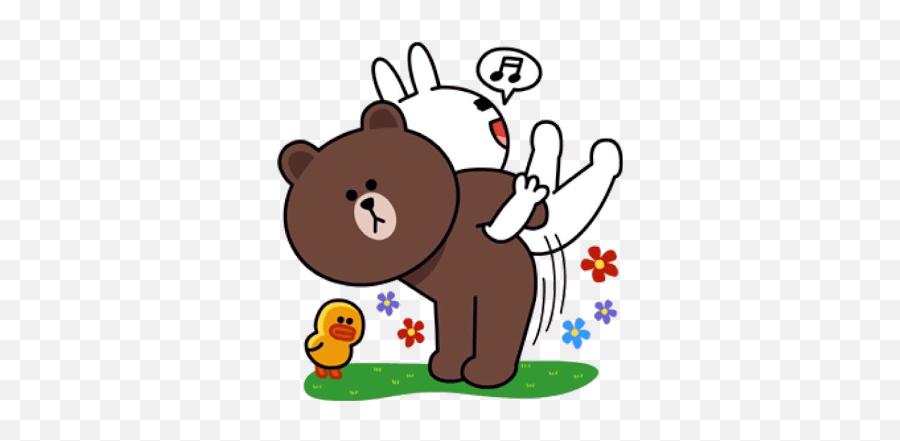 Sticker By Lovegod2510 - Brown And Cony Sticker Emoji,Happy Bunny Emoji Line