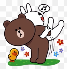 Sticker By Lovegod2510 - Brown And Cony Sticker Emoji,Happy Bunny Emoji Line