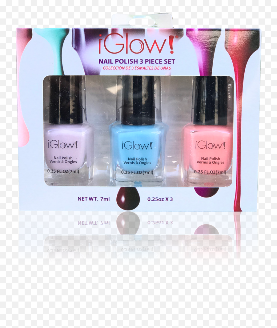 Iglow Nail Polish 3pk Shades - Periwinkle Sky Blue Coral Glow Nail Polish 3 Piece Set Emoji,Nail Polish Emoji Transparent