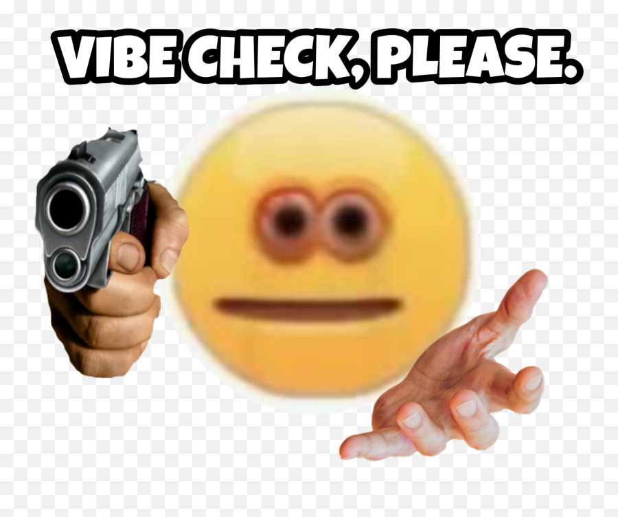 Vibecheck Sticker - Vibe Check Emoji With Gun,Vibe Check Meme Emoji