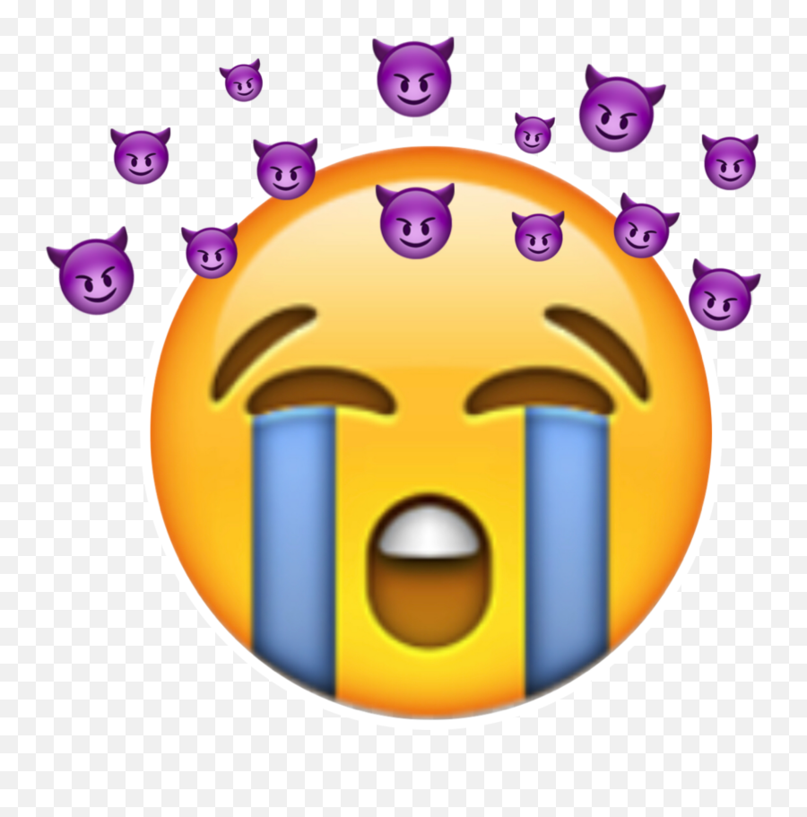Idk Emoji Cute Devil Crying Sticker - Imagenes De Emoji Triste,The Idk Emoji