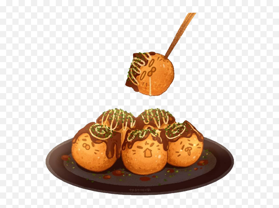 Tabeneko Cat Takoyaki Sticker - Food Art Chibi Emoji,Takoyaki Emoji