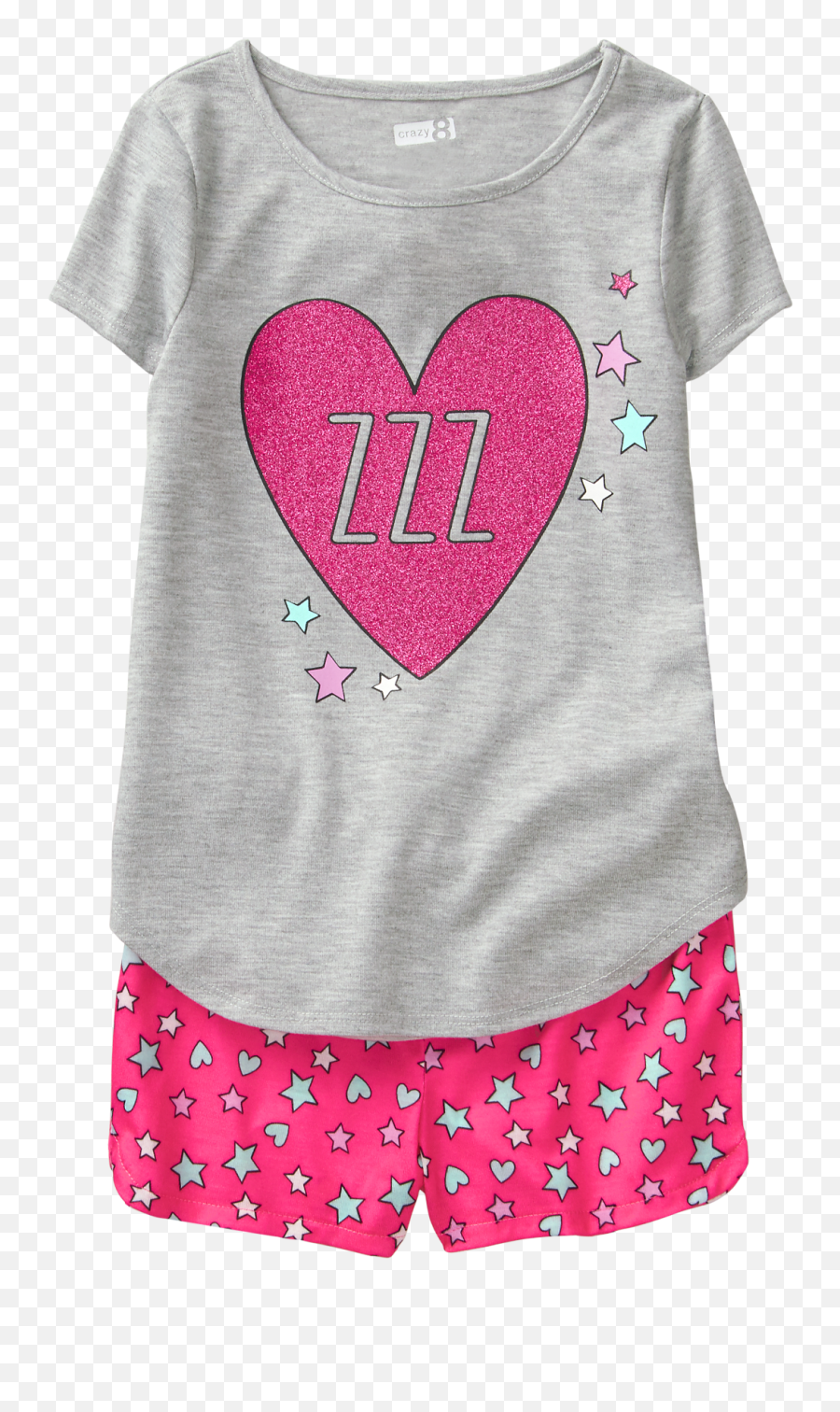 Sparkle Zzz Shortie 2 - Short Sleeve Emoji,Kids Emoji Pajamas