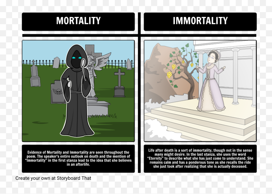 Because I Could Not Stop For Death Theme Storyboard - Because I Could Not Stop For Death Immortality And Death Emoji,Emotion Outlook