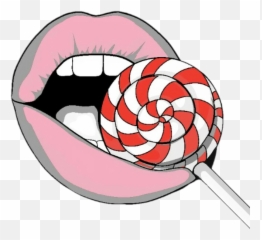 Lip Mouth Tumblr Sticker - Girly Emoji,Lollipop And Lips Emoji