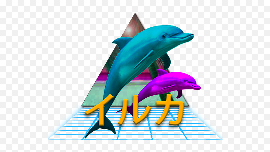 Aesthetic Vaporwave Dolphin Geometric - Dolphin Vaporwave Emoji,Otaku Emotion Mask