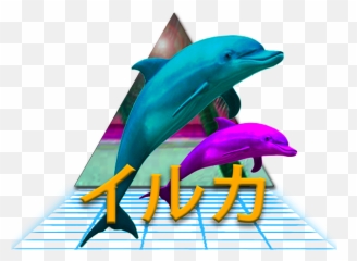 Aesthetic Vaporwave Dolphin Geometric - Dolphin Vaporwave Emoji,Otaku Emotion Mask