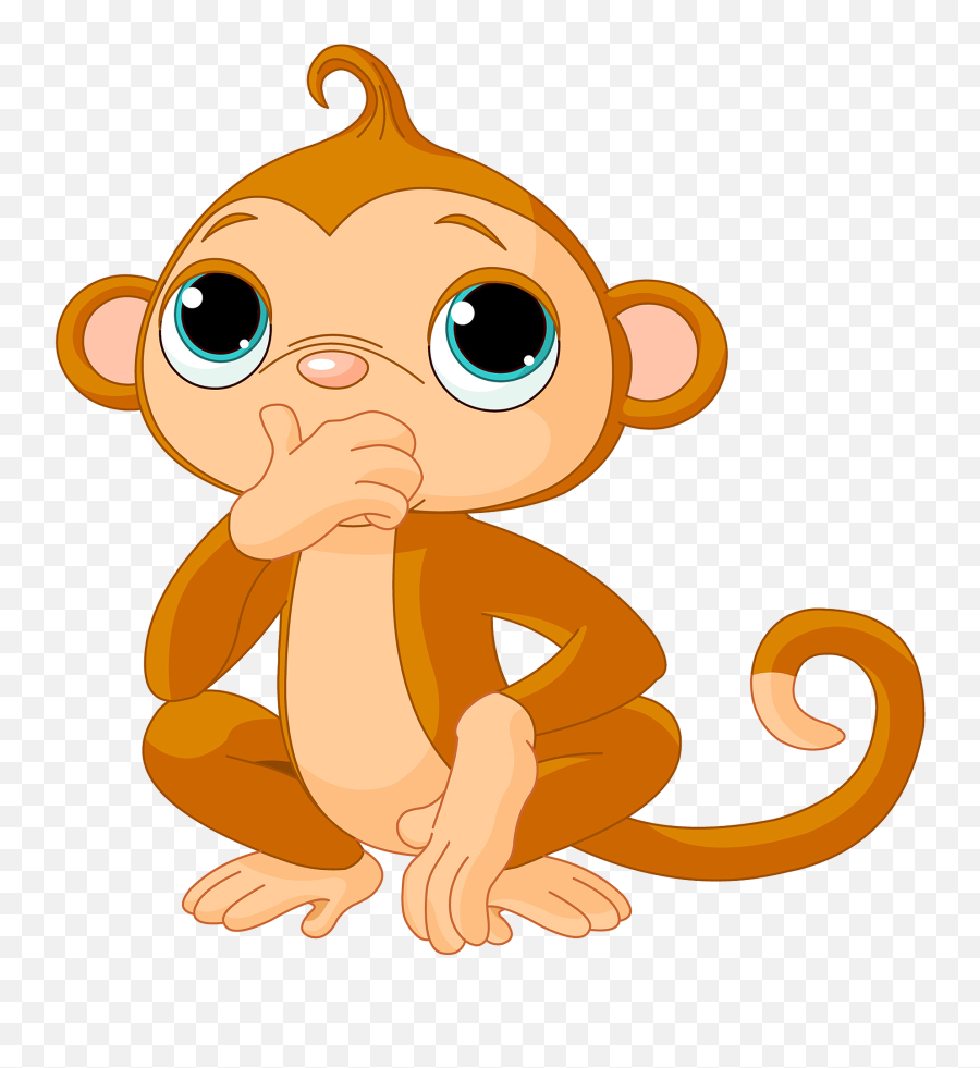 Cute Cartoon Monkey Png Transparent Png - Baby Monkey Images Animated Emoji,Monkey Emoji With Flower Crown Png