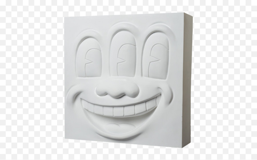 Keith Haring Three Eyed Smiling Face White Version Statue By Medicom Toy - Keith Haring Three Eyed Smiling Face Medicom Emoji,Wide Eyed Smiling Emoticon