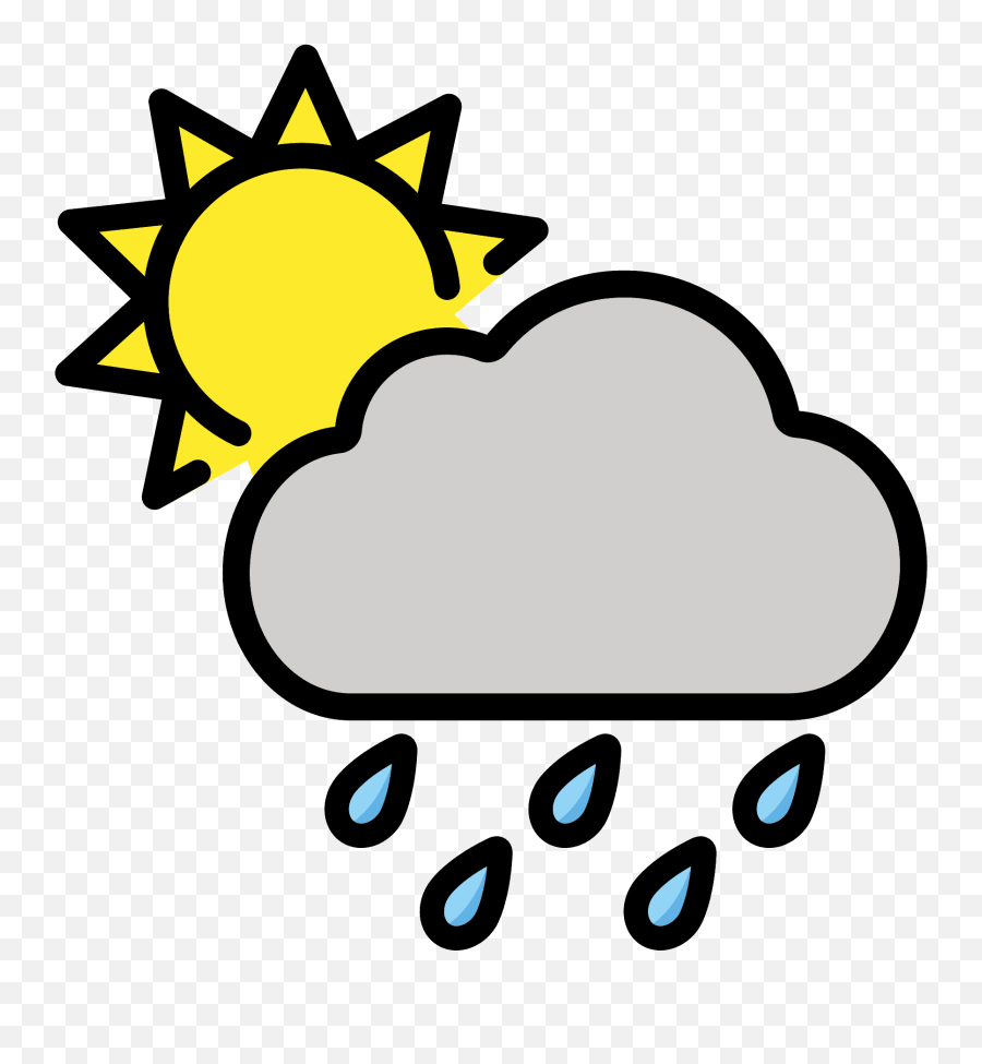 Sun Behind Rain Cloud Emoji Clipart - Cartoon Sun,Rain Emoji