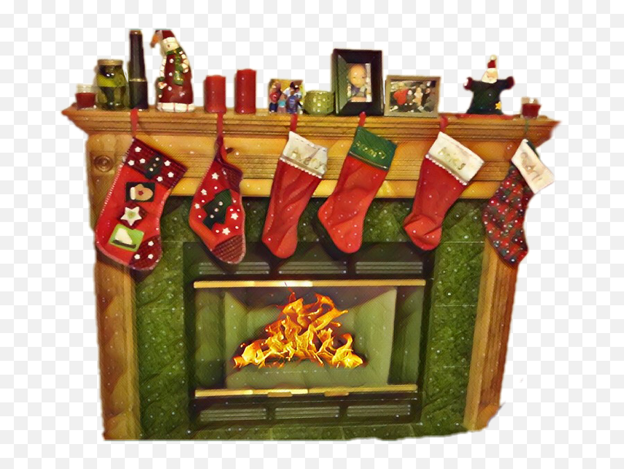 Fireplace Christmas Stockings Sticker By Connerselora - Christmas Day Emoji,Christmas Stocking Emoji Png