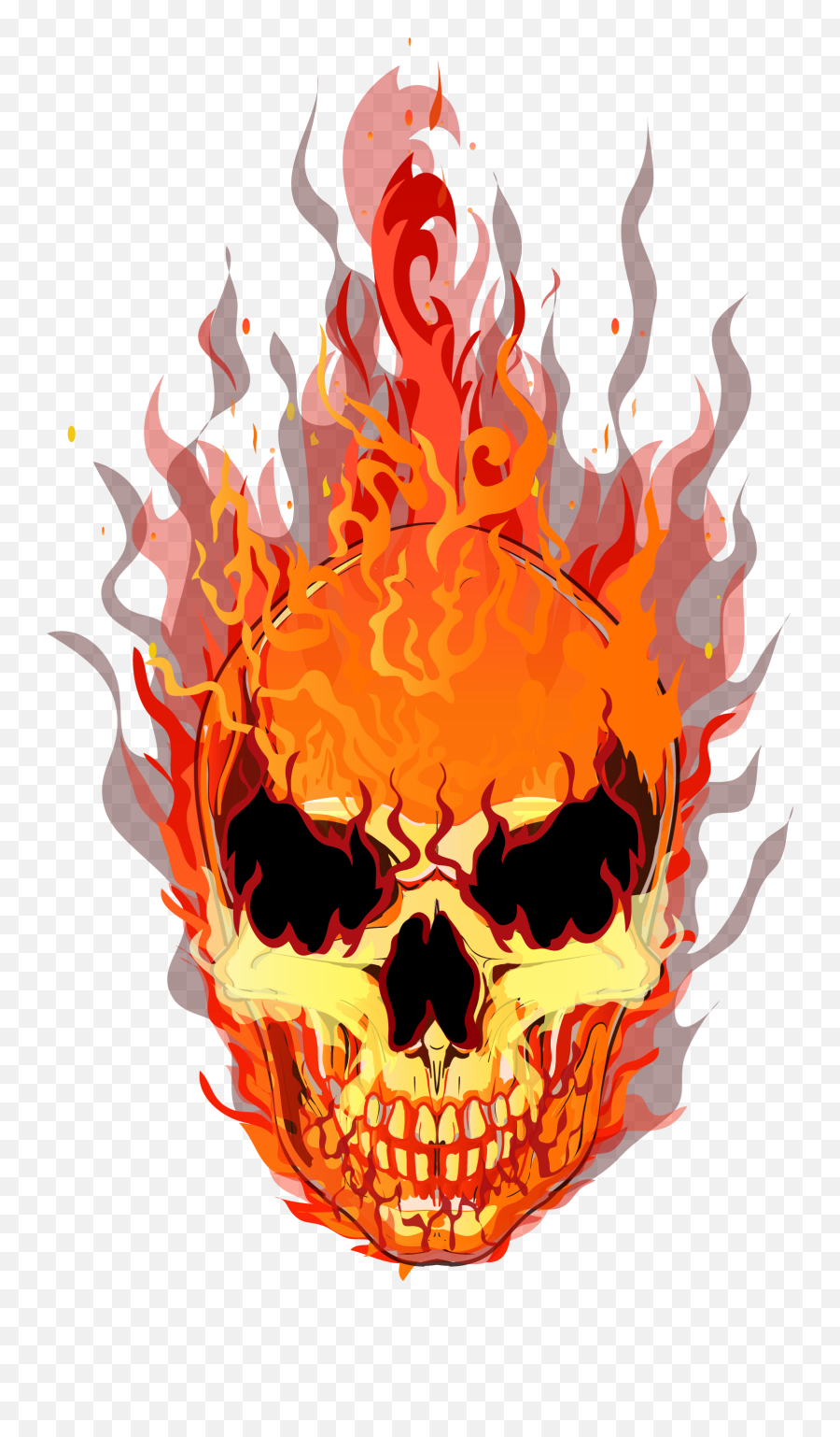 Skull T - Shirt Fire Flame Vector Skull Png Download 1596 Emoji,Skull Emoticon Sprite