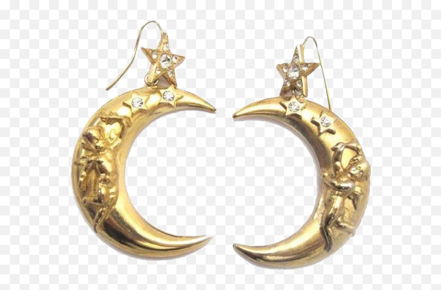 Moon Star Space Earrings Jewelry Space Sticker By - Gold Aesthetic Earrings Png Emoji,Gold Emoji Earrings