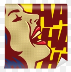 Pop Art Style Comic Book Panel Woman - Laughing Pop Art Emoji,Laugh Emoticons Collage