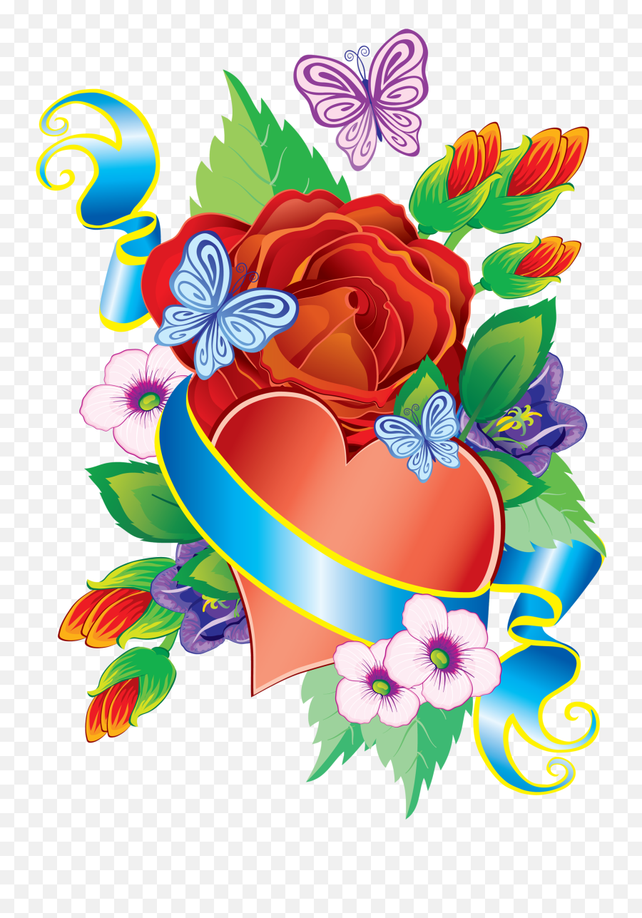 Rainbow Wallpaper Heart Wallpaper - Heart And Flowers Png Emoji,Twitter Flower Emoticons
