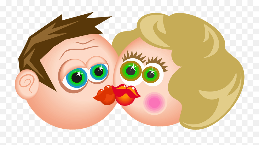 Kissing Cartoon Couple Clipart - Old Couple Kissing Cartoon Emoji,Couple Kissing Emoji