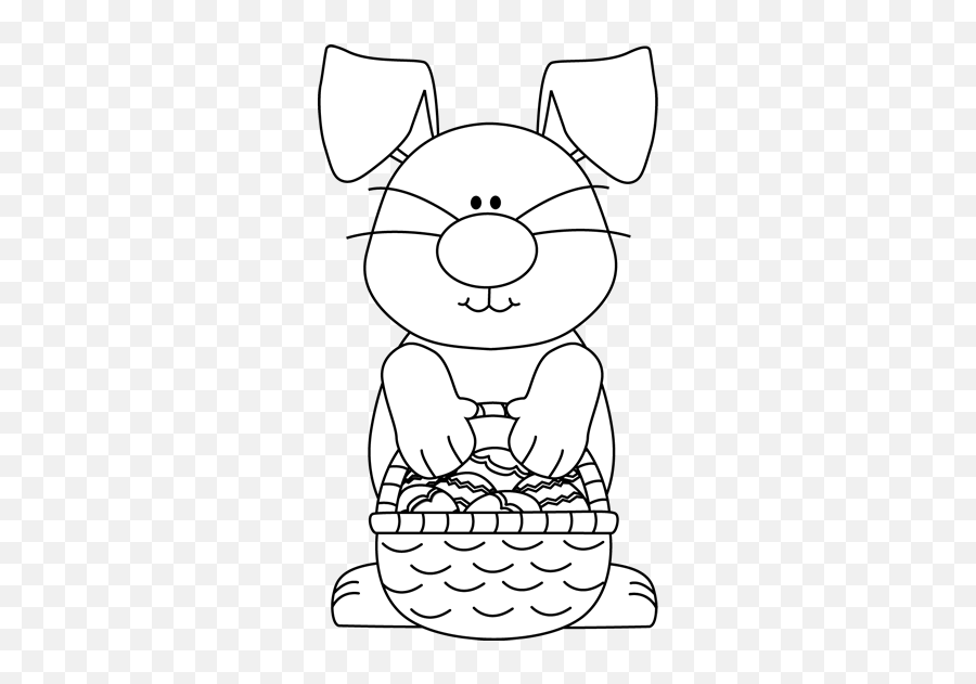 Easter Black And White Clipart - Clipart Suggest Bunny Easter Basket Clipart Emoji,Rabbit Emoticon Transparent Black And White
