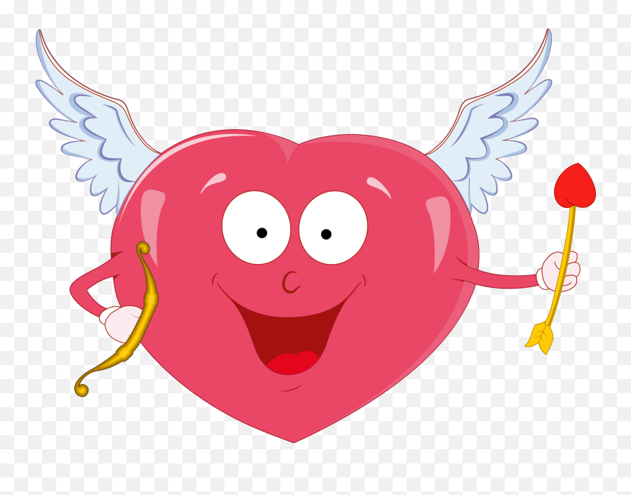 Valentine Heart And Cupid Clipart - Clipart Valentines Cupid Emoji,Emoji Valentine Card