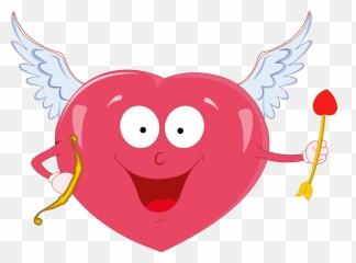 Valentine Heart And Cupid Clipart - Clipart Valentines Cupid Emoji,Emoji Valentine Card