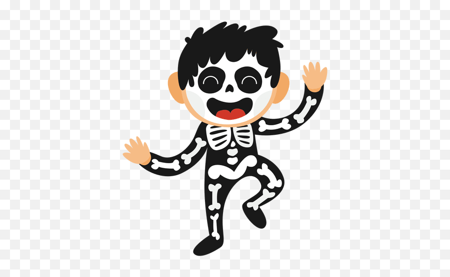 Skeleton Kid Halloween Costume - Halloween Costume Clipart Png Emoji,Emoticons Halloween Costume