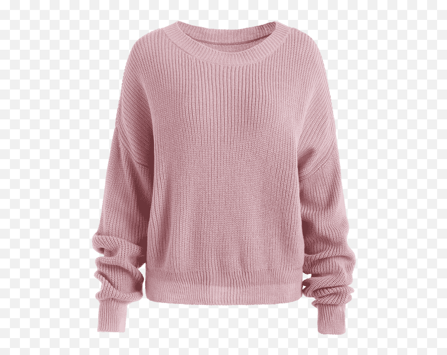 Zaful Chunky Knit Loose Sweater Black Light Gray Pink - Long Sleeve Emoji,Emoji Oficinista