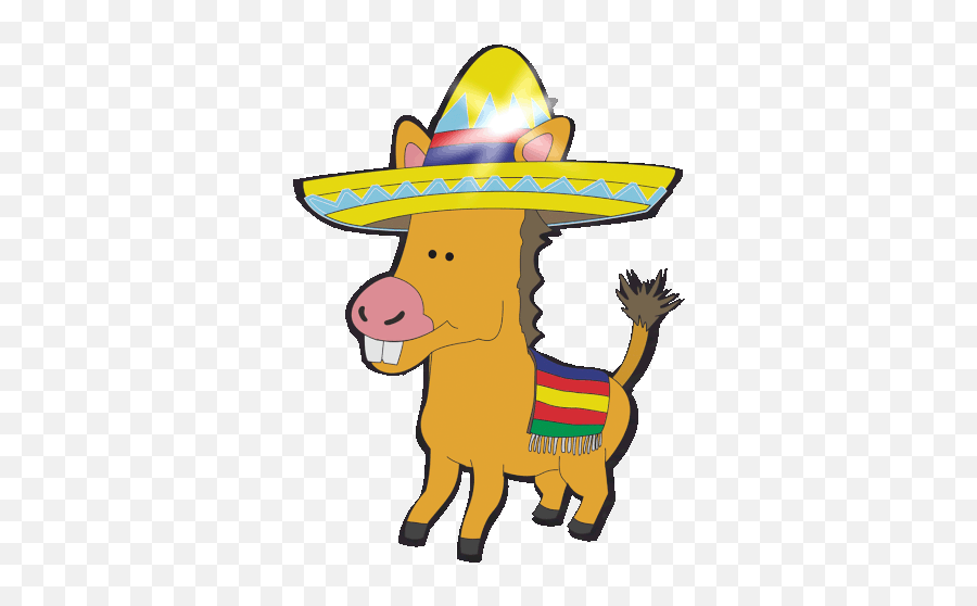 Happy Miniature Donkey With Lit Up Sombrero Sticker - Happy Emoji,Mexico Emoji
