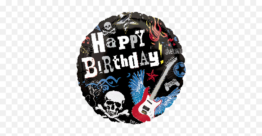 Happy Birthday Party Rock Mylar Balloon Bargain Balloons - Rock Birthday Emoji,Guitar Superman Emoji