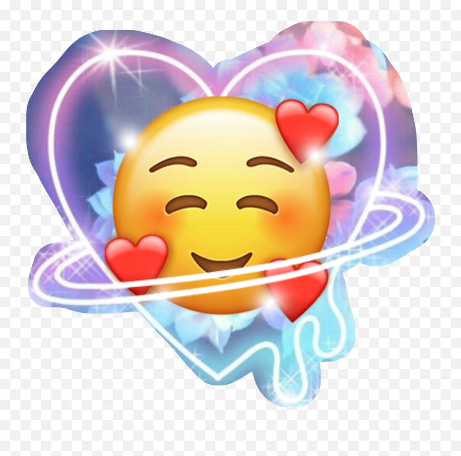 Love Emotion Emoji Sticker - Emoji With Cute Background,Loved Emoji