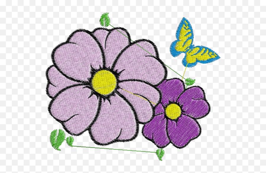Matriz De Bordado Flores Com Borboleta 2 - Floral Emoji,Emoticons De Borboleta