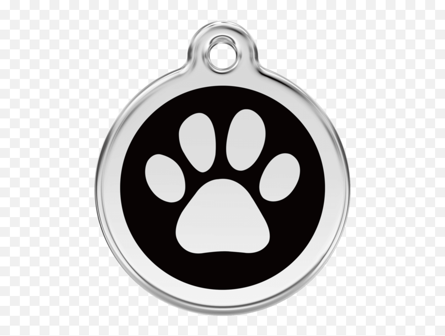 Pet Id Red Dingo Enamel Paw Print Tag Black - Lifetime Red Dingo Tags Emoji,Dog Paw Emoticon