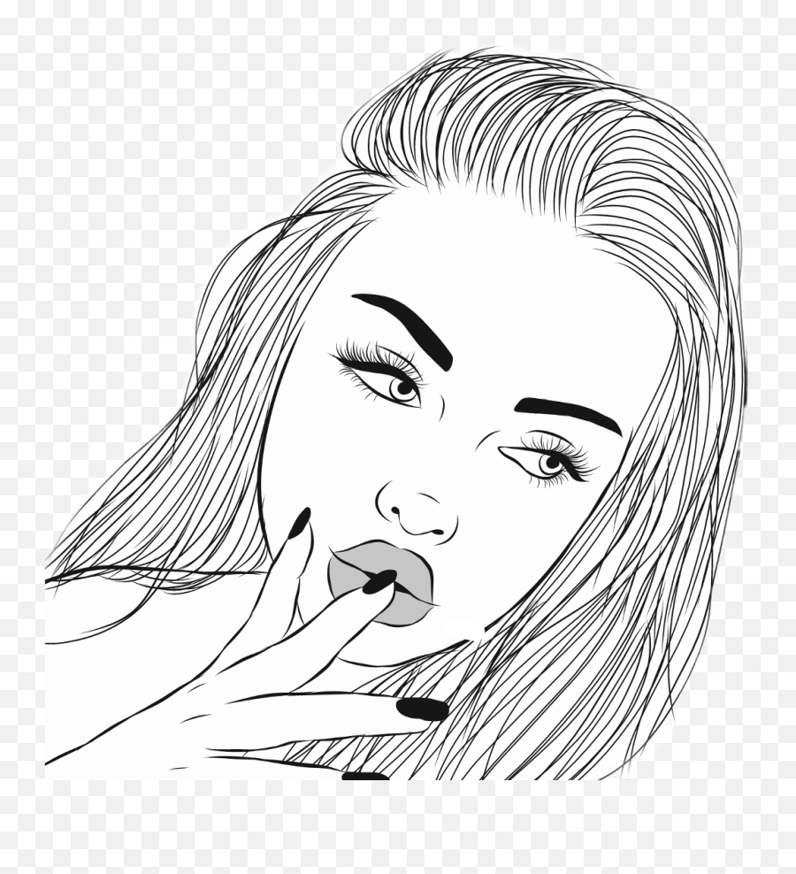 Girl Tumblr Outlines Nice - Face Outline Woman Transparent Girl Outline Transparent Png Emoji,Girl Emotion How To Draw
