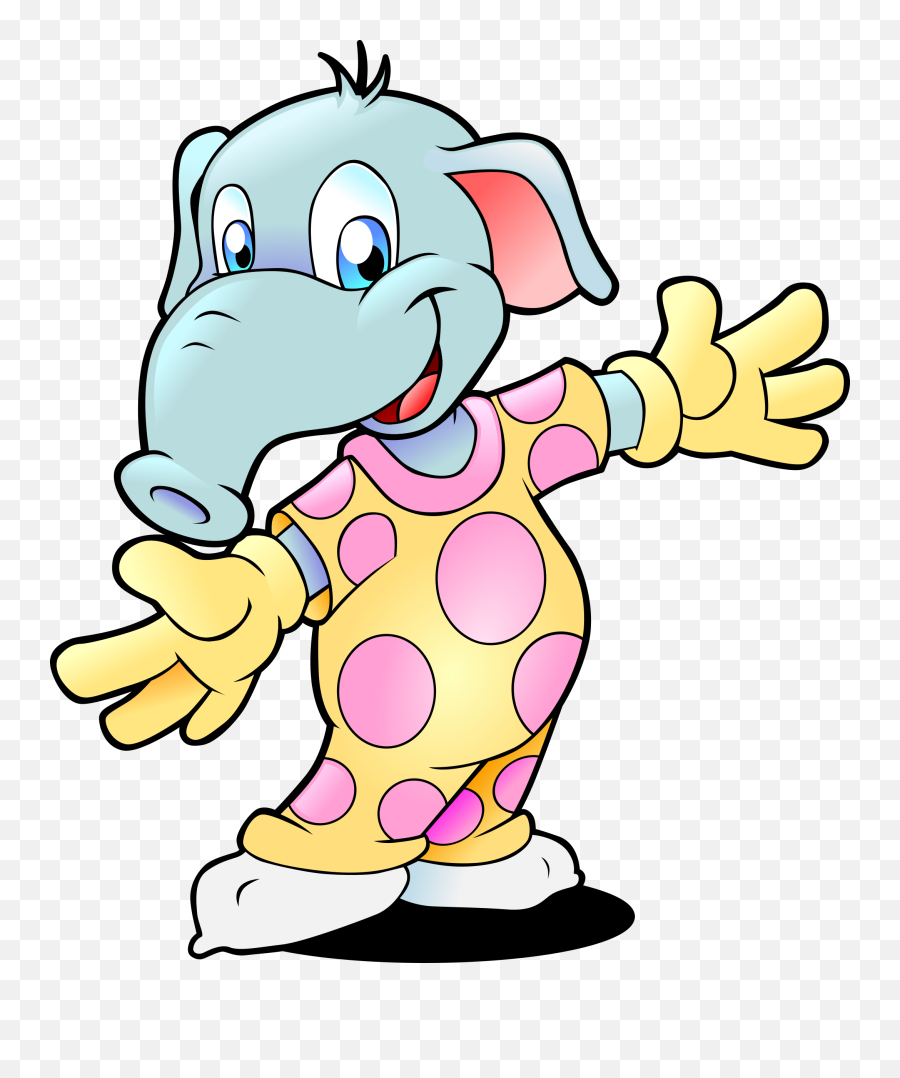 Elephant In Polka Dot Pajamas Clipart - Birthday Cards For A One Year Old Boy Emoji,Emoji Pajamas