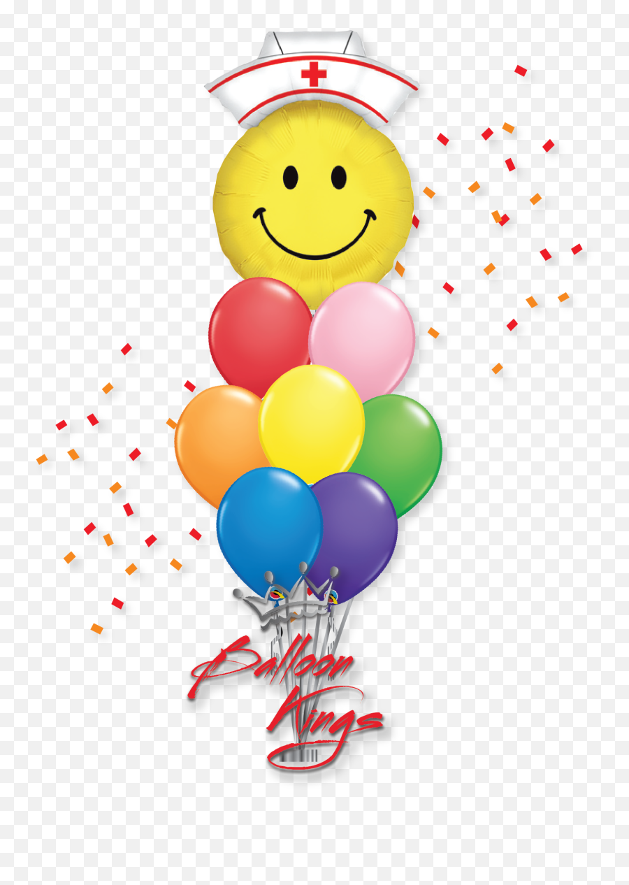 Colorful Smiley Nurse Large Bouquet - Balloon Emoji,Emoticons Hbd Balloons 33617
