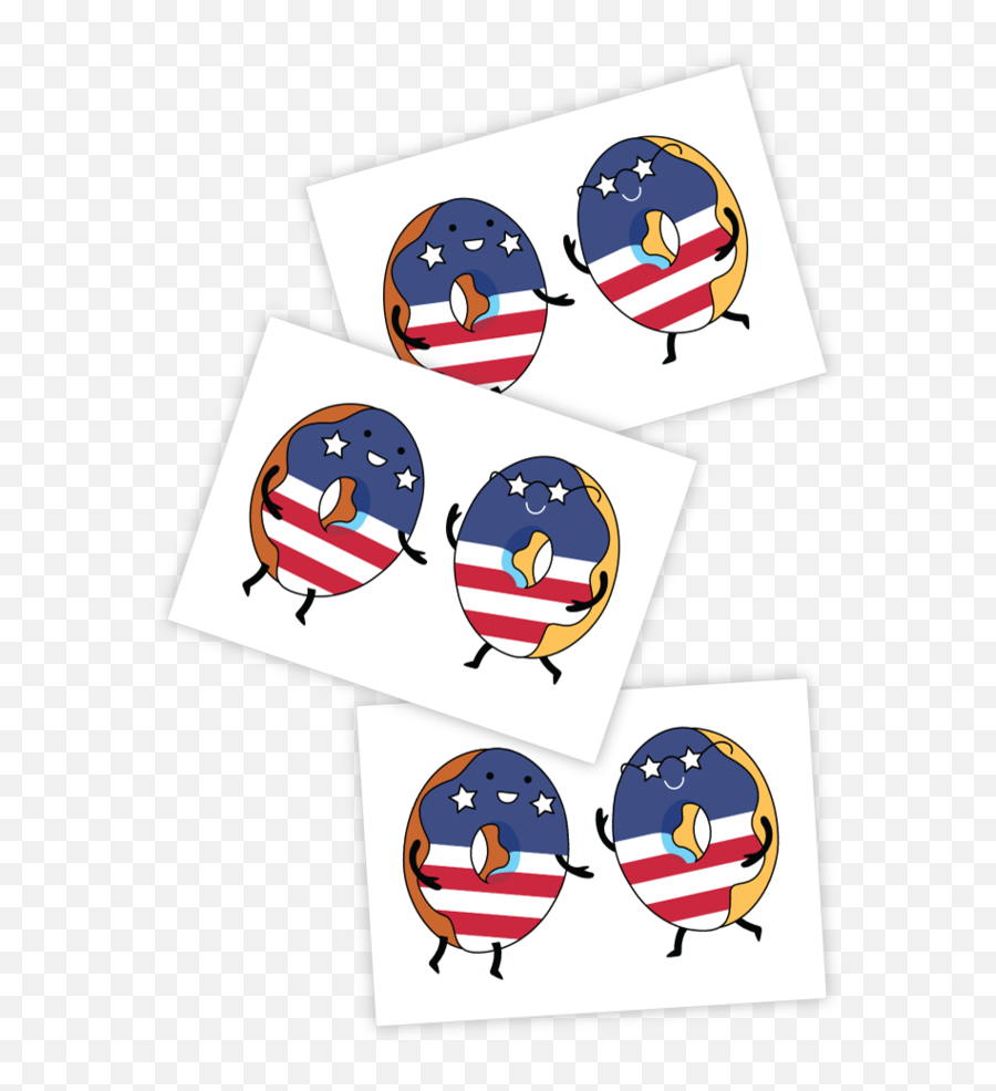 Patriotic Donuts Temporary Tattoos - Dot Emoji,Good 4th Of July Emoticons