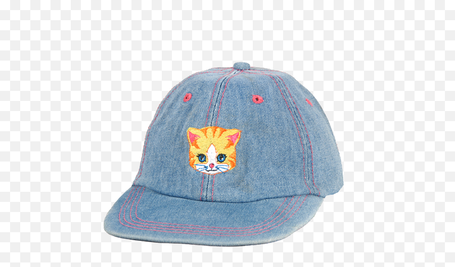 Denim Hat With Cat Graphic - Unisex Emoji,Peach Emoji Hat