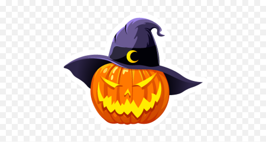 Halloween Pumpkin In Witch Hat - Sticker Mania Emoji,Ghost Emoji Pumkin Carve Out