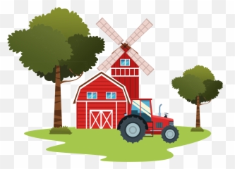 Tractors And Trees Illustration Wall Art Decal - Yard Emoji,Windmill Emoji