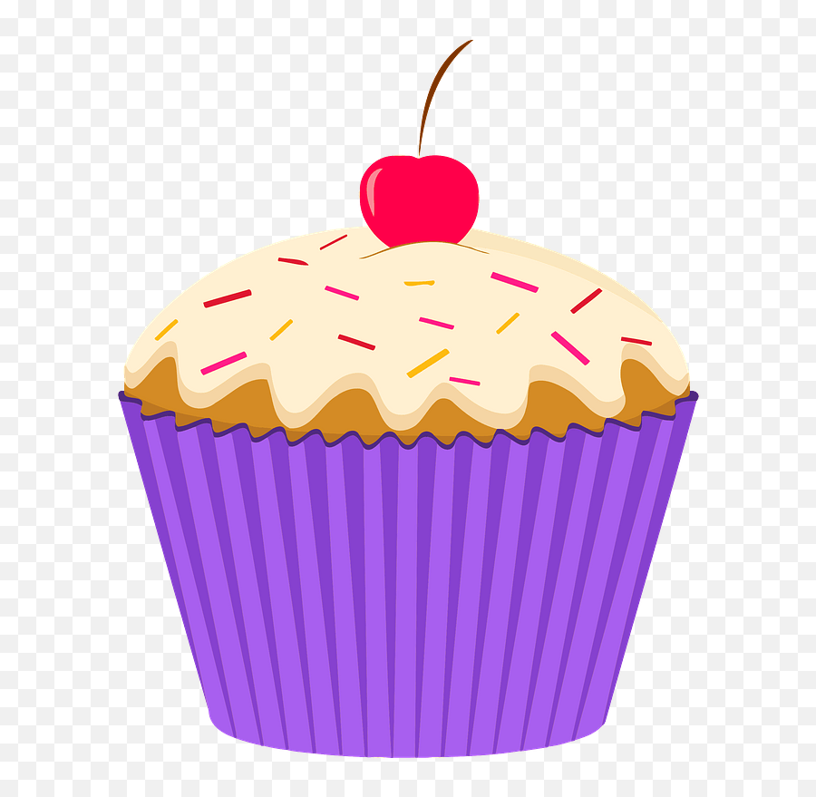 Cupcake With White Frosting Sprinkles - Cupcake Roxo Png Emoji,Muffin Emoji