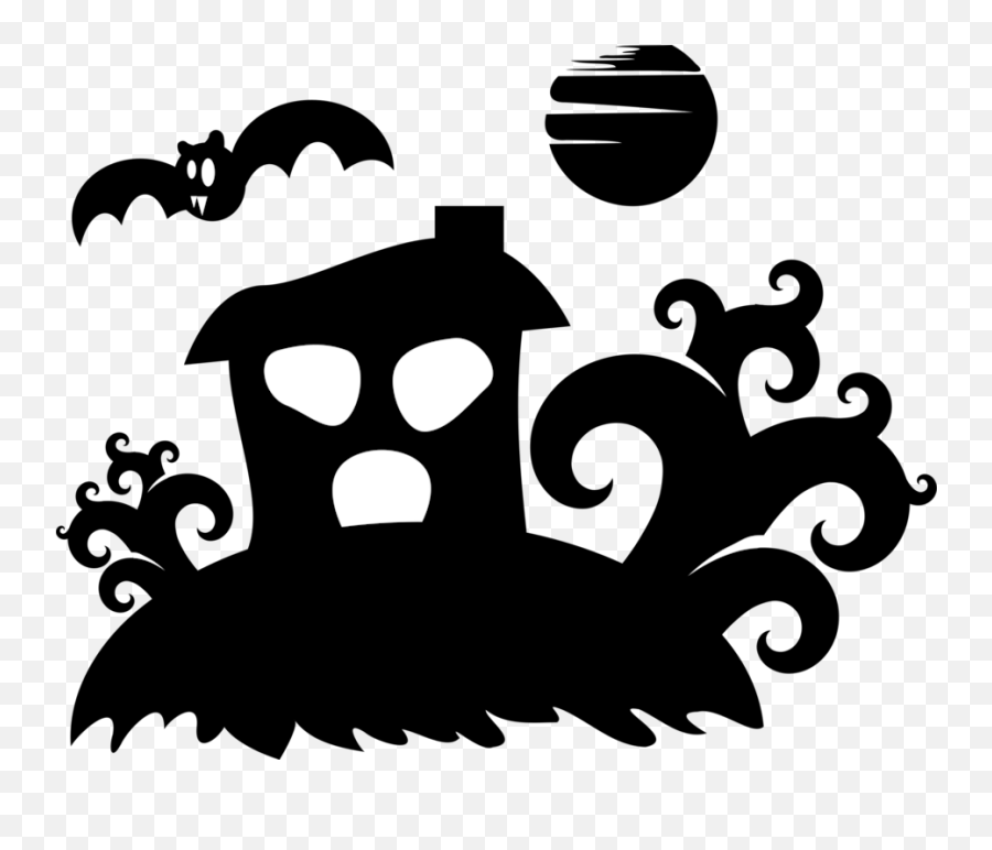 Haunted House Silhouette Png Haunted - Clipart Spooky Emoji,Ghost Emoji Pumpkin Stencils